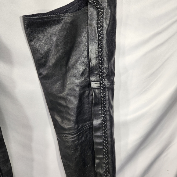 Unbranded Black Genuine Leather Braided Accent Chaps Size Small - Picture 9 of 12